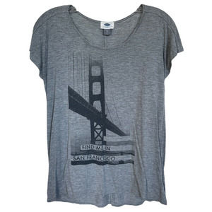 Old Navy Women's Short Sleeve San Francisco T-Shirt Top 100% Rayon Size XS Gray